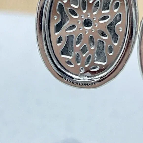 Emma Skye Silver Tone Pave Crystal Drop Earrings Gold Tone Accent Oval Shape - Picture 7 of 9